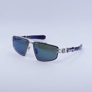 🕶️ New Balmain TITAN BPS-139C Sunglasses - Brushed Silver/Blue Swirl Frame